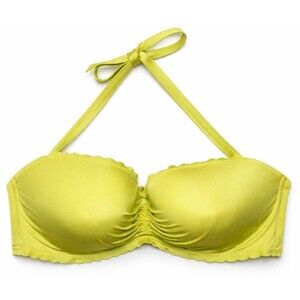 Victoria Secret 40D Underwire Bikini Top Strapless Halter Lime Green Swim